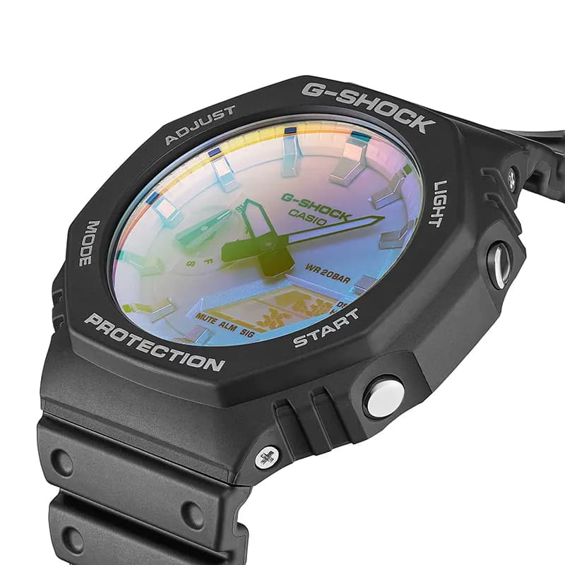Casio G-Shock Carbon Core Guard Iridescent Rainbow Dial Men's Watch | GA-2100SR-1A