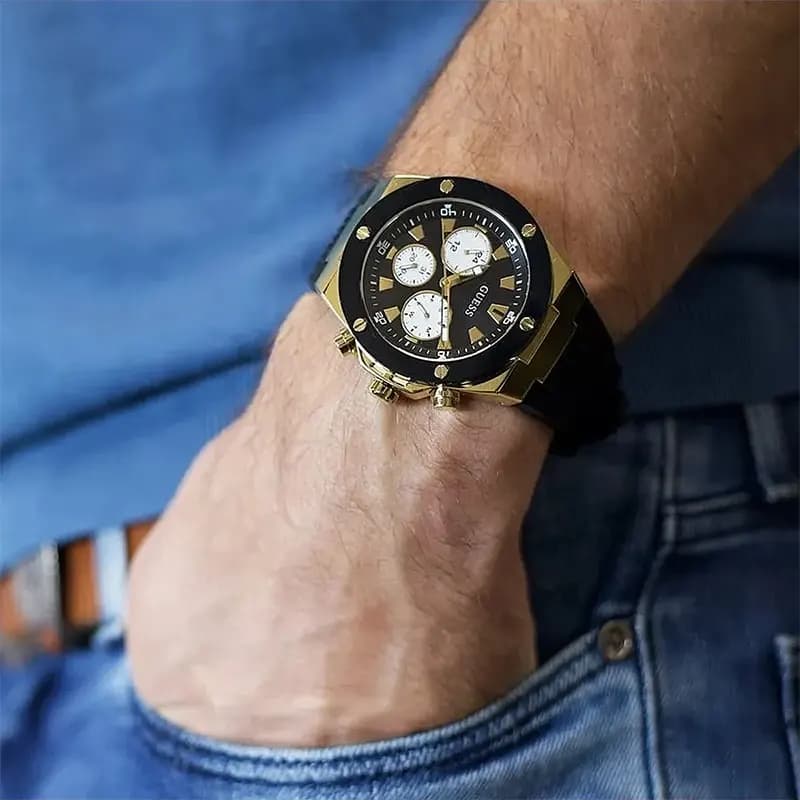 Guess Poseidon Multi-function Black Dial Men’s Watch | GW0057G1