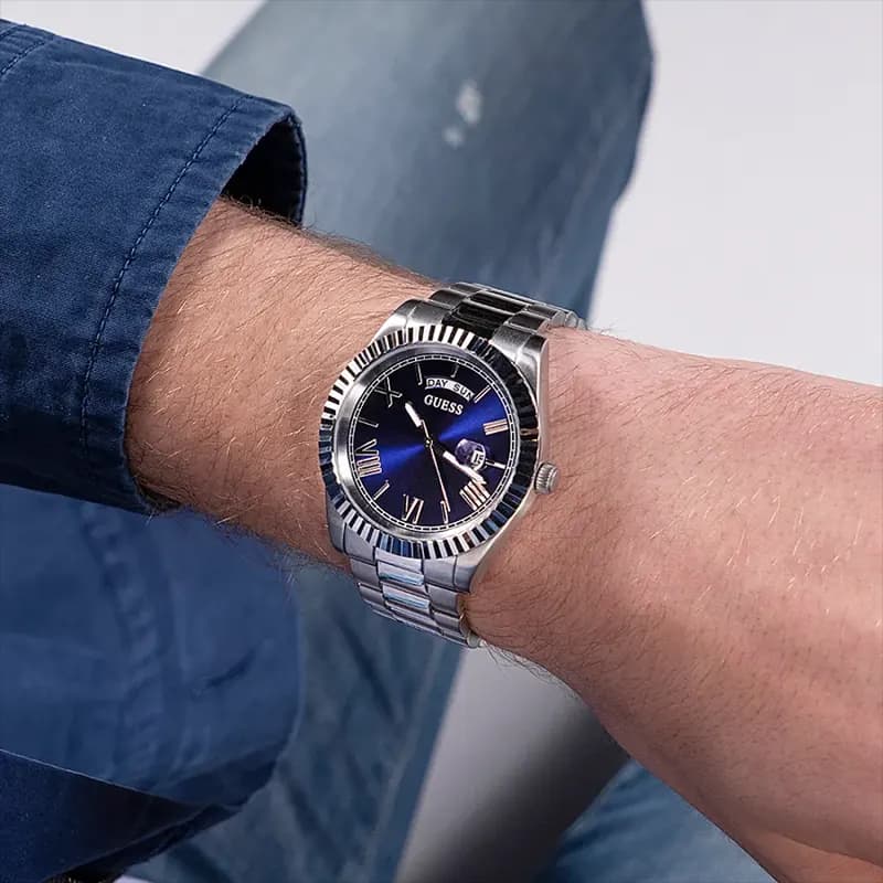 Guess Connoisseur Day-Date Blue Dial Men’s Watch | GW0265G7