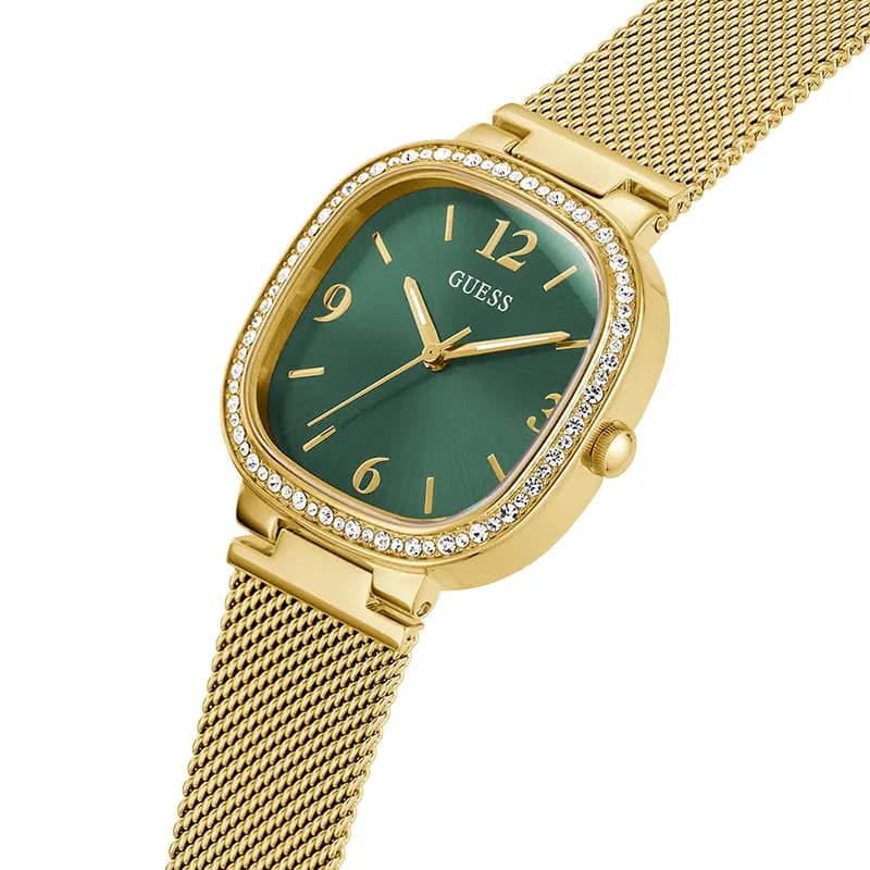 Guess Tapestry Green Dial Gold-Tone Ladies Watch | GW0354L5