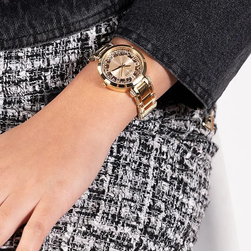 Guess Crystal Clear Champagne Dial Ladies Watch | GW0470L2