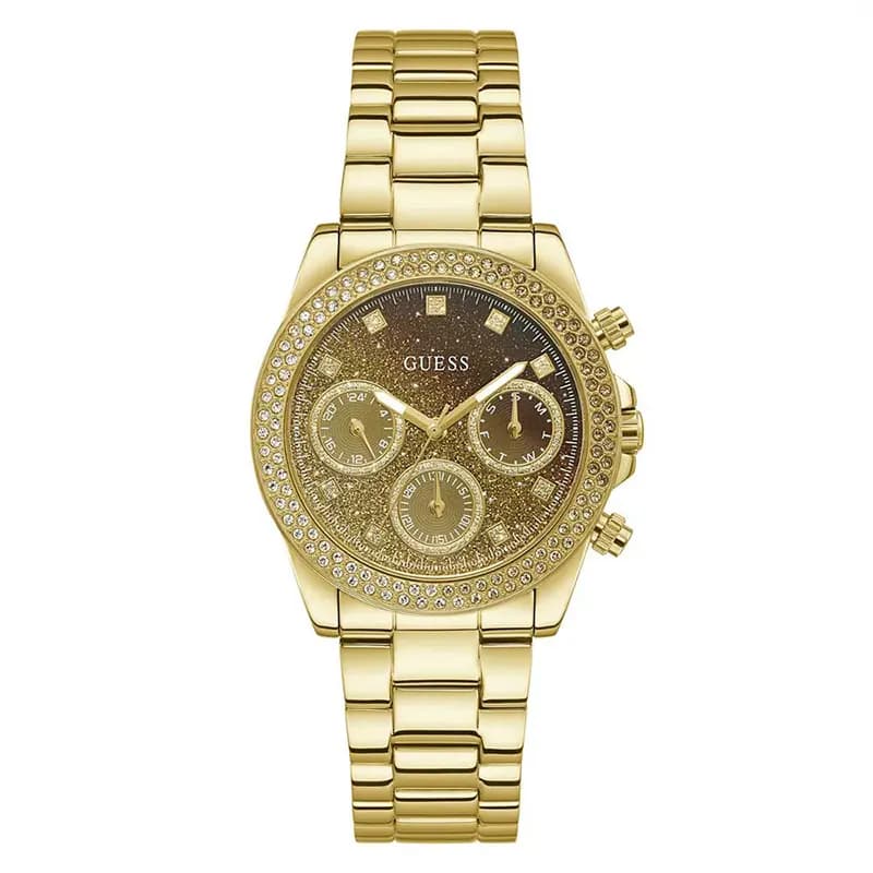 Guess Sol Multifunction Champagne Dial Gold-Tone Ladies Watch | GW0483L2