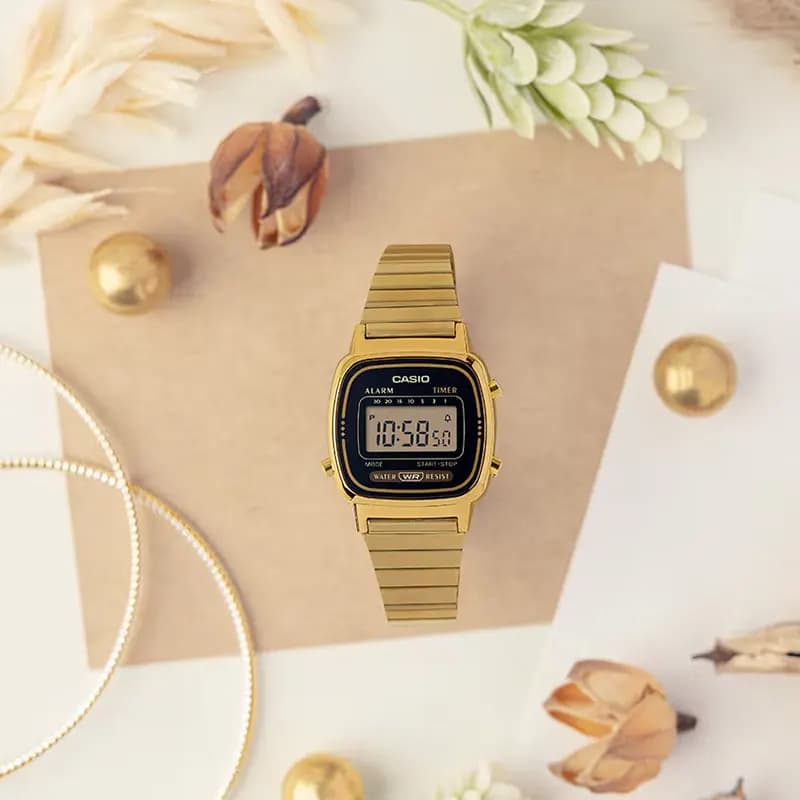 Casio Vintage LA670WGA-1DF Retro Gold-tone Ladies Watch