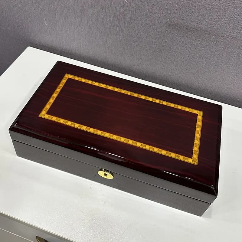 Luxury Wooden Watch Box – 12 Slot High-Gloss Organizer with Lock and Soft Velvet Interior