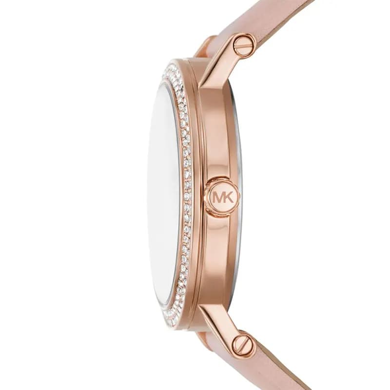 Michael Kors Corey Rose Gold Dial Leather Strap Ladies Watch | MK2987