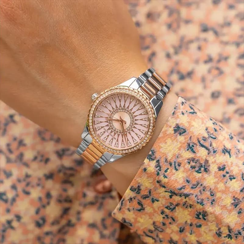Michael Kors Layton Pink Dial Two-tone Ladies Watch | MK6894