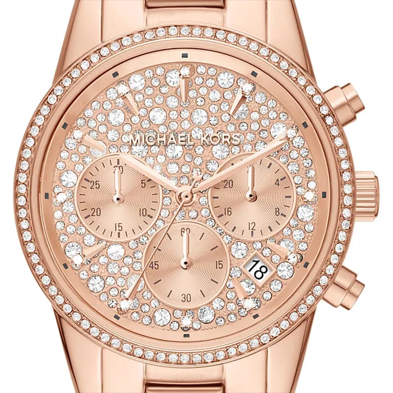 Michael Kors Ritz Chronograph Pavé Rose Dial Ladies Watch | MK7302