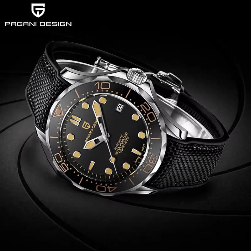 Pagani Design '007' James Bond Seamaster Black Dial Silicone Men's Watch | PD-1667