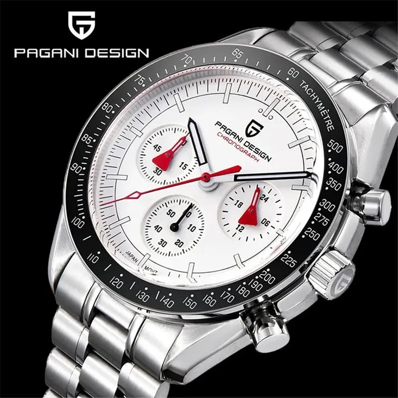 Pagani Design PD-1701 Speedmaster Chronograph White Dial Men's Watch