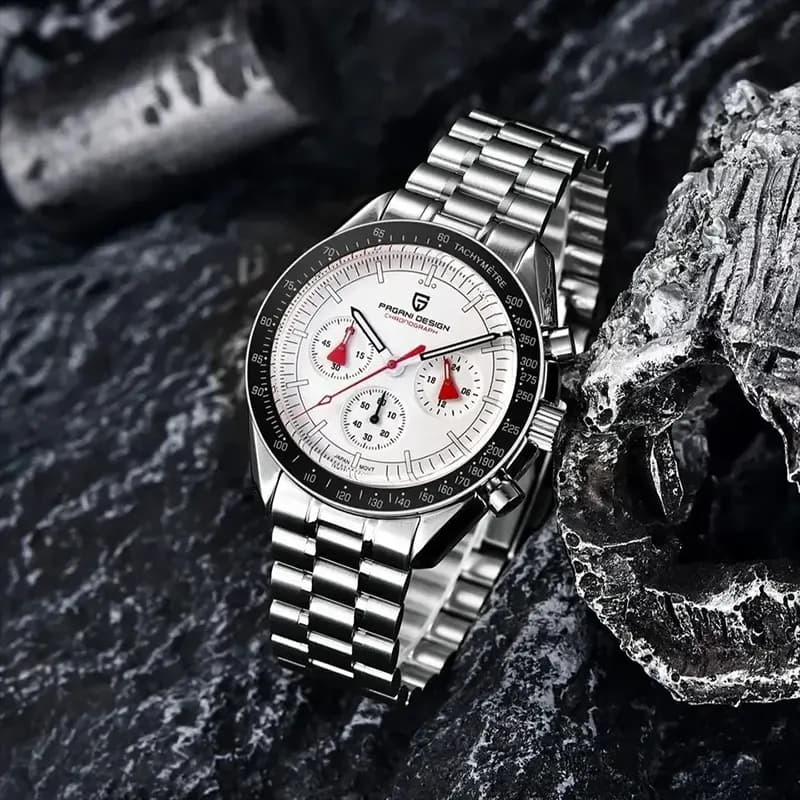 Pagani Design PD-1701 Speedmaster Chronograph White Dial Men's Watch