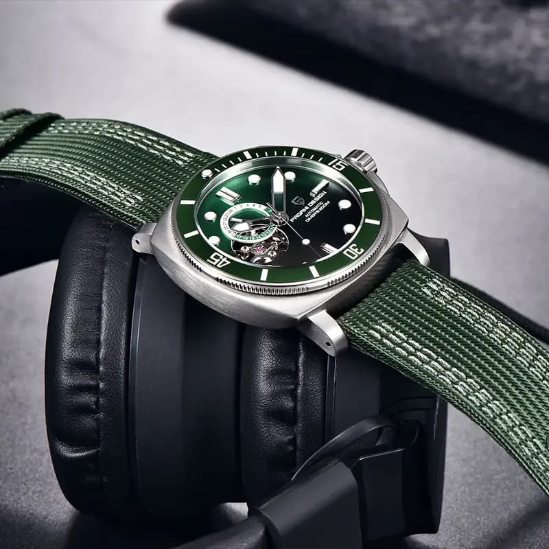 Pagani Design PD-1736 Open Heart Automatic Green Dial Men's Watch