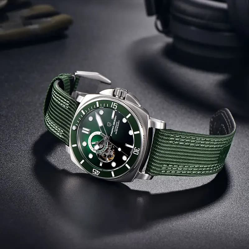Pagani Design PD-1736 Open Heart Automatic Green Dial Men's Watch