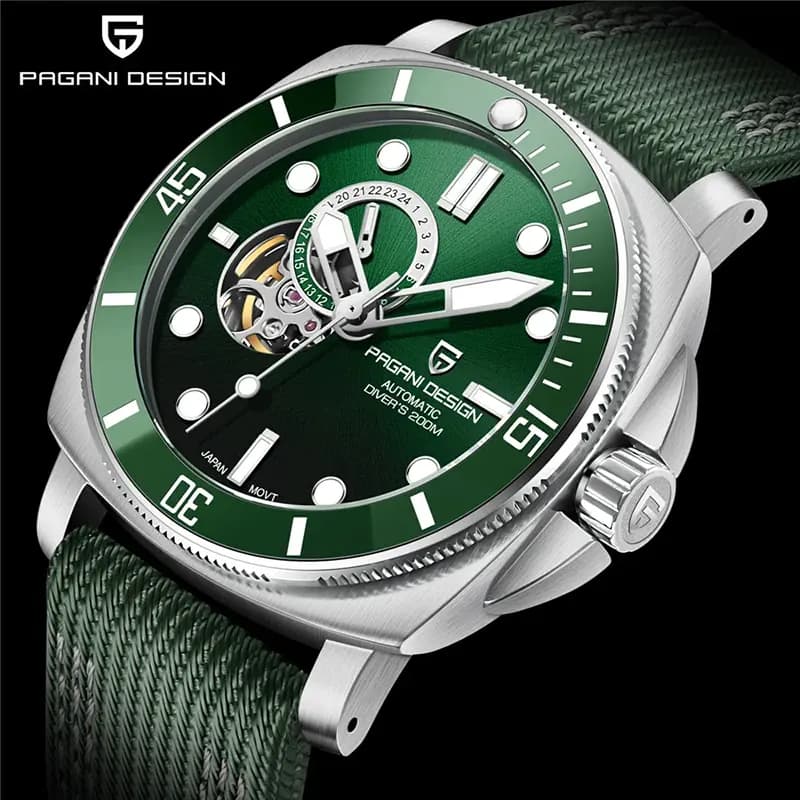 Pagani Design PD-1736 Open Heart Automatic Green Dial Men's Watch