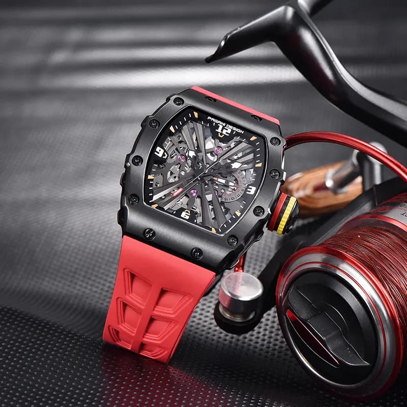 Pagani Design PD-1738 Black Skeleton Dial Silicone Men's Watch