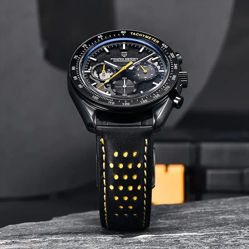 Pagani Design PD-1779 Chronograph Black Dial Leather Men's Watch