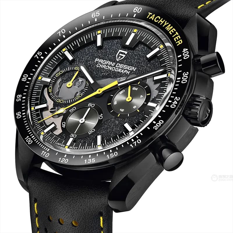 Pagani Design PD-1779 Chronograph Black Dial Leather Men's Watch