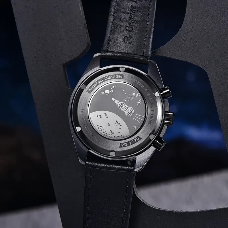 Pagani Design PD-1779 Chronograph Black Dial Leather Men's Watch