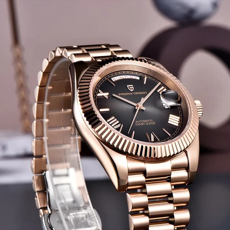 Pagani Design Day-Date 40mm Rose Gold Dial Men's Watch | PD-1783