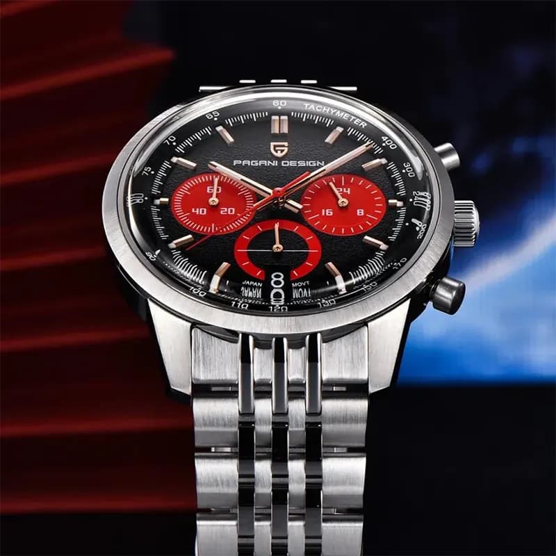 Pagani Design PD-1827 Chronograph Black Red Dial Men's Watch