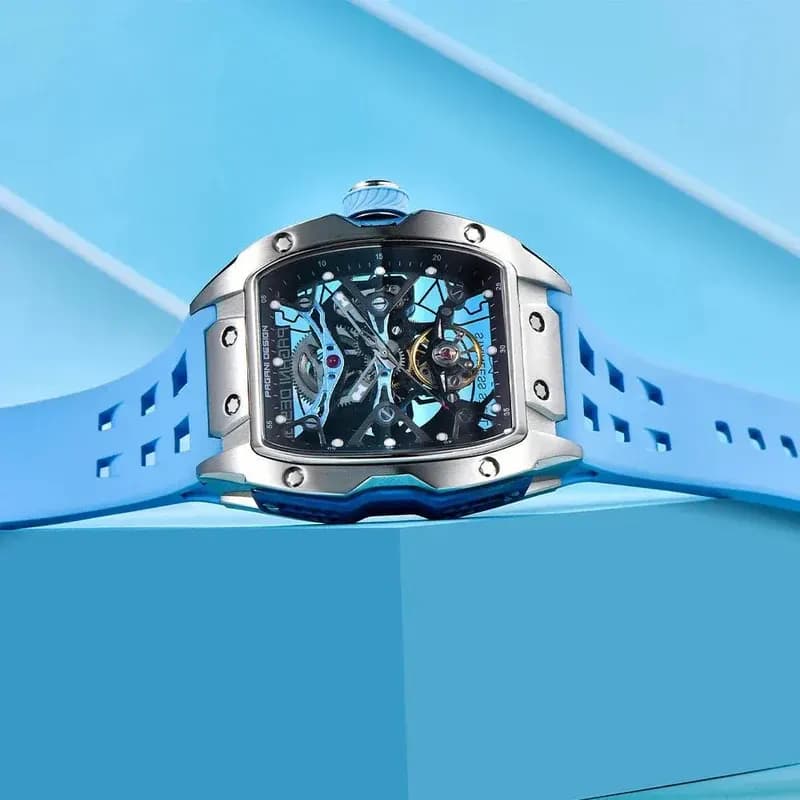 Pagani Design Skeleton Dial Automatic Blue Strap Men's Watch | PD-YS018