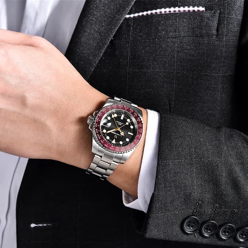 Pagani Design PD-1758 GMT Automatic Black Dial Men's Watch