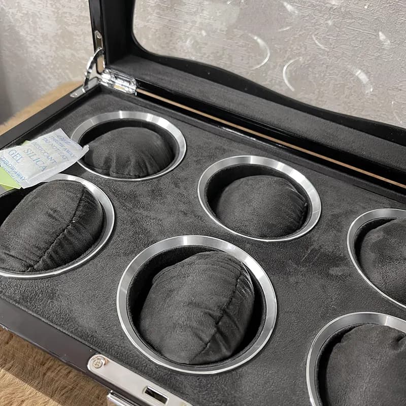 6 Slots Black Wooden Watch Organizer And Gift Case