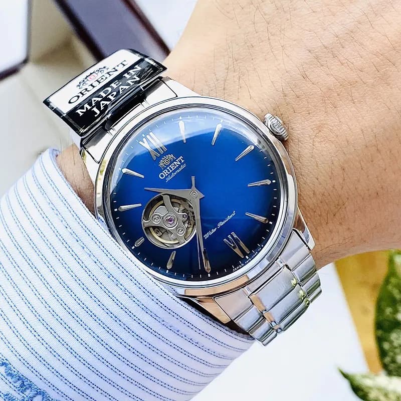 Orient Bambino Open Heart Blue Dial Men's Watch | RA-AG0028L