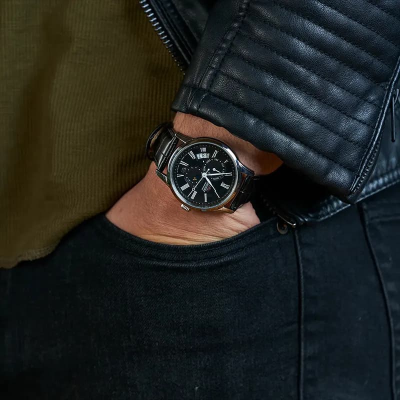 Orient Bambino Sun & Moon Black Dial Automatic Men's Watch | RA-AK0010B30B