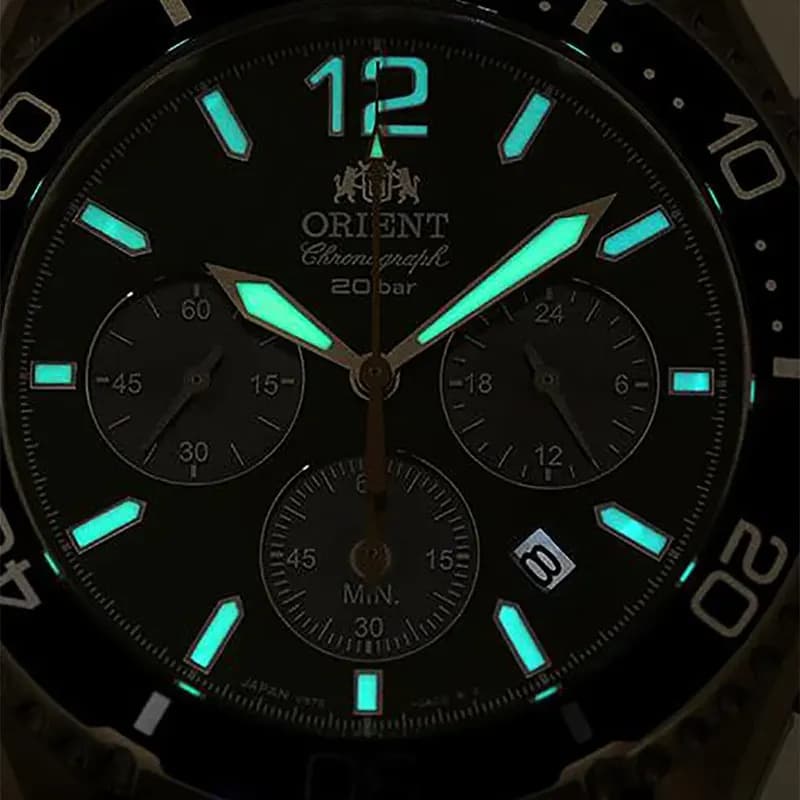 Orient Mako JDM Solar Chronograph Green Dial Men's Watch | RN-TX0204E