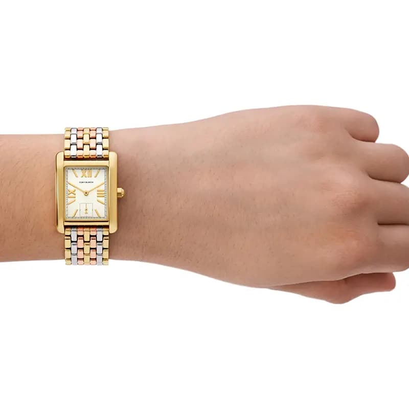 Tory Burch Eleanor White Dial Tri-Tone Ladies Watch | TBW1078