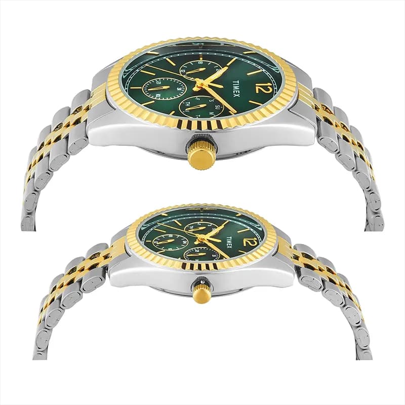 Timex Trendline Green Dial Two-Tone Couple Watch | TW00PR347