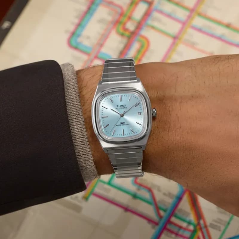 Timex® 1983 E Line Reissue Ice Blue Dial Automatic Men's Watch | TW2Y66700