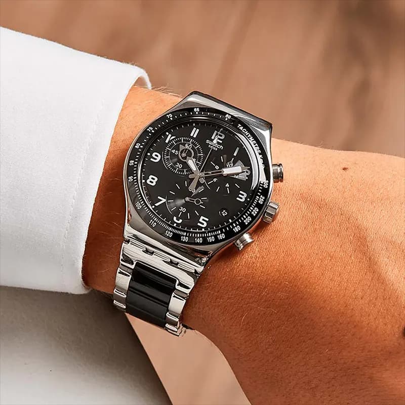 Swatch Speed Up Chronograph Black Dial Men's Watch | YVS441G