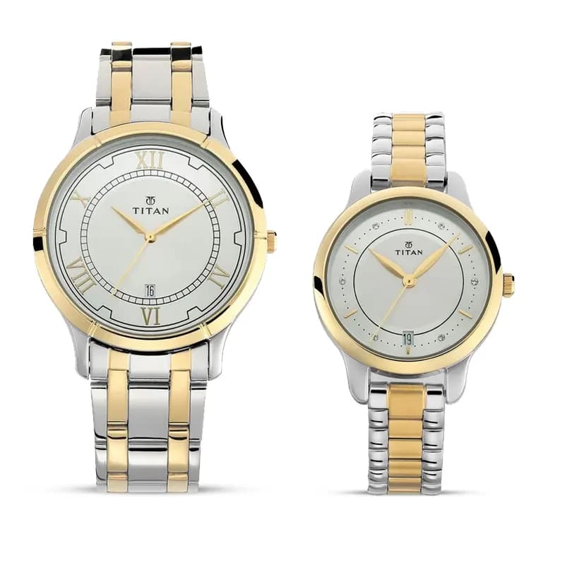 Titan Bandhan Silver Dial Couples Watch | 17752481BM01