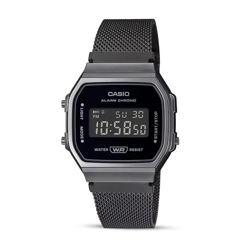 Casio Vintage Monochromatic Black Digital Dial Watch | A168WEMB-1B