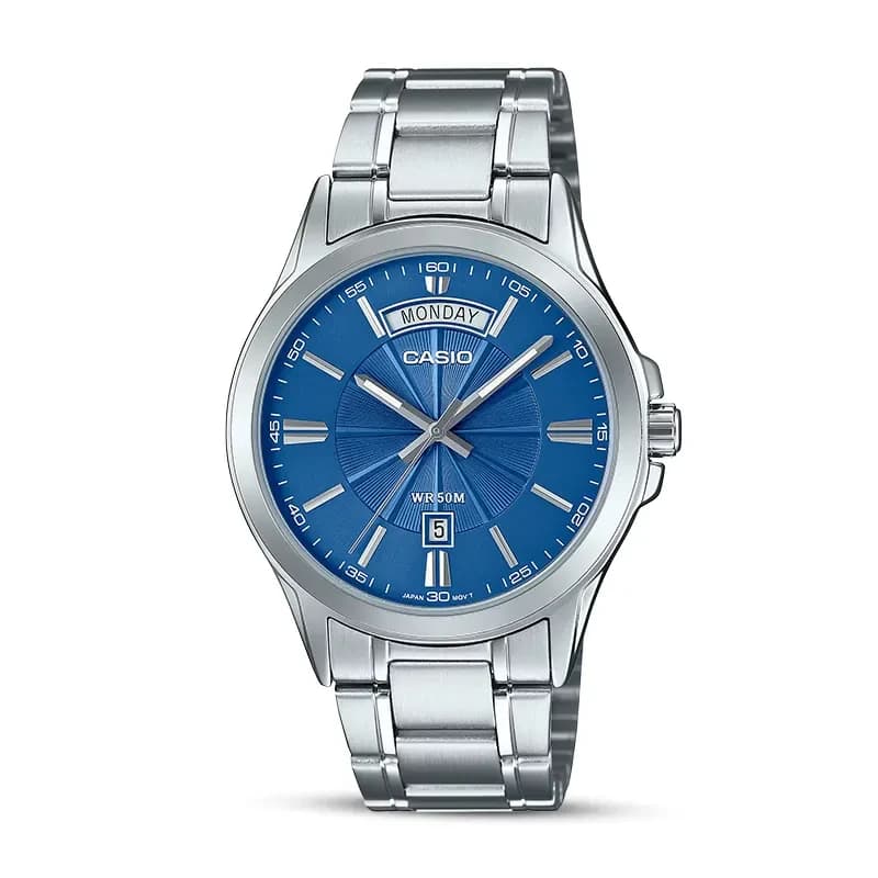 Casio Enticer MTP-1381D-2AV Day-Date Blue Dial Men's Watch