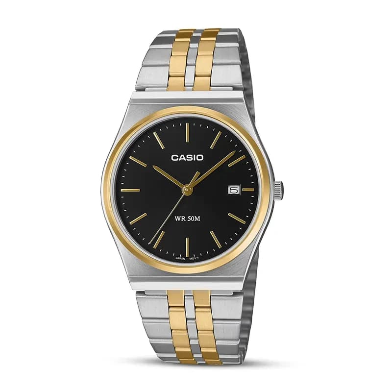 Casio Enticer Black Dial Two-tone Men's Watch | MTP-B145SG-1AV