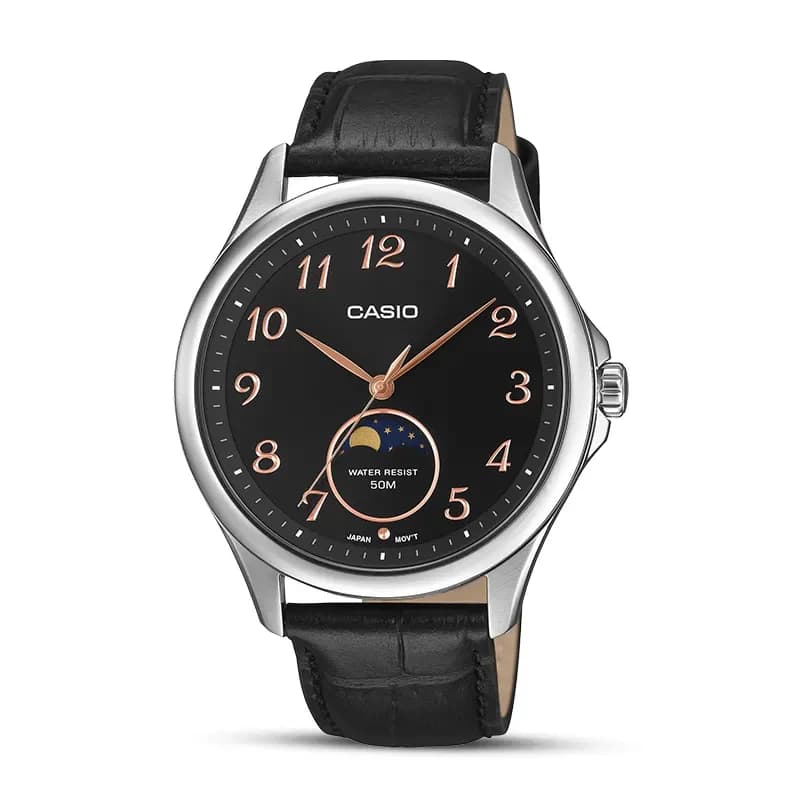 Casio Enticer Moon Phase Black Dial Men's Watch | MTP-M110L-1AV