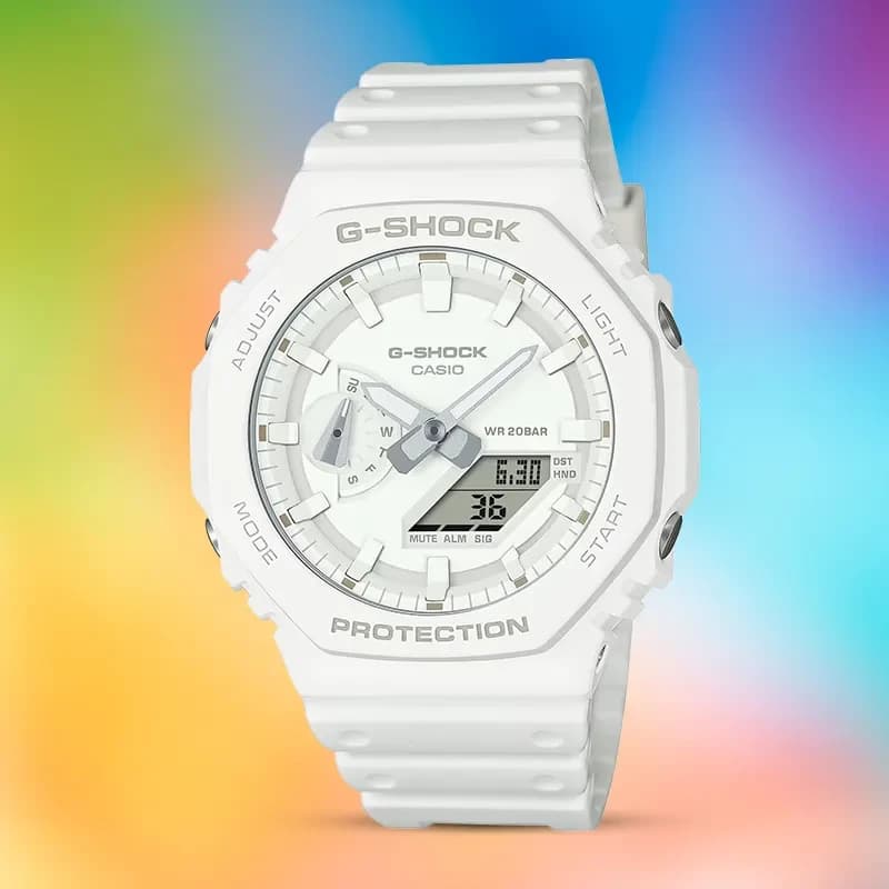 Casio G-Shock GA-2100-7A7 Carbon Core Guard White Men's Watch