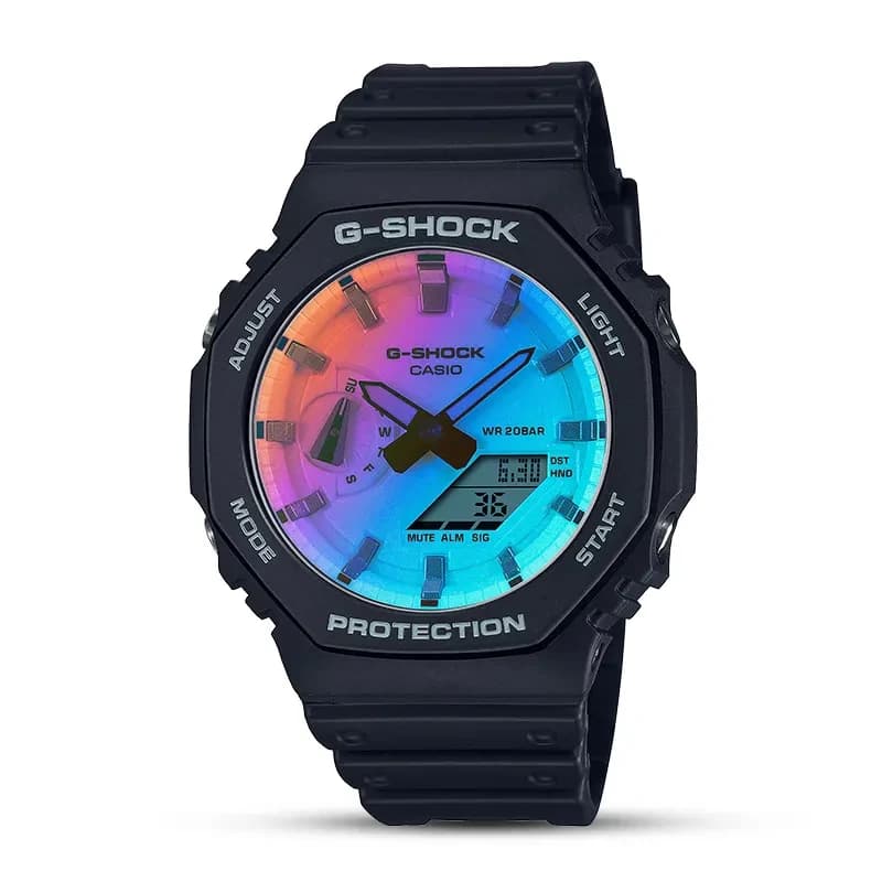 Casio G-Shock Carbon Core Guard Iridescent Rainbow Dial Men's Watch | GA-2100SR-1A