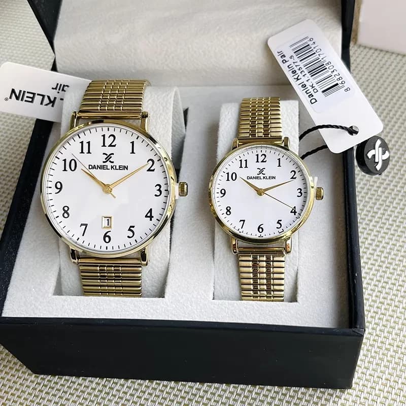 Daniel Klein White Dial Gold-tone Couple Set | DK.1.13577-5