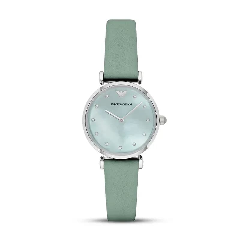 Emporio Armani Gianni T-Bar Green Mother Of Pearl Dial Ladies Watch | AR1959