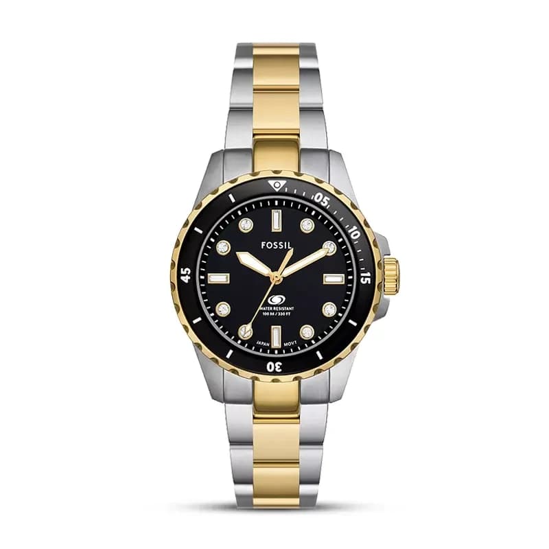Fossil Blue Dive Black Dial Two-Tone Ladies Watch | ES5349