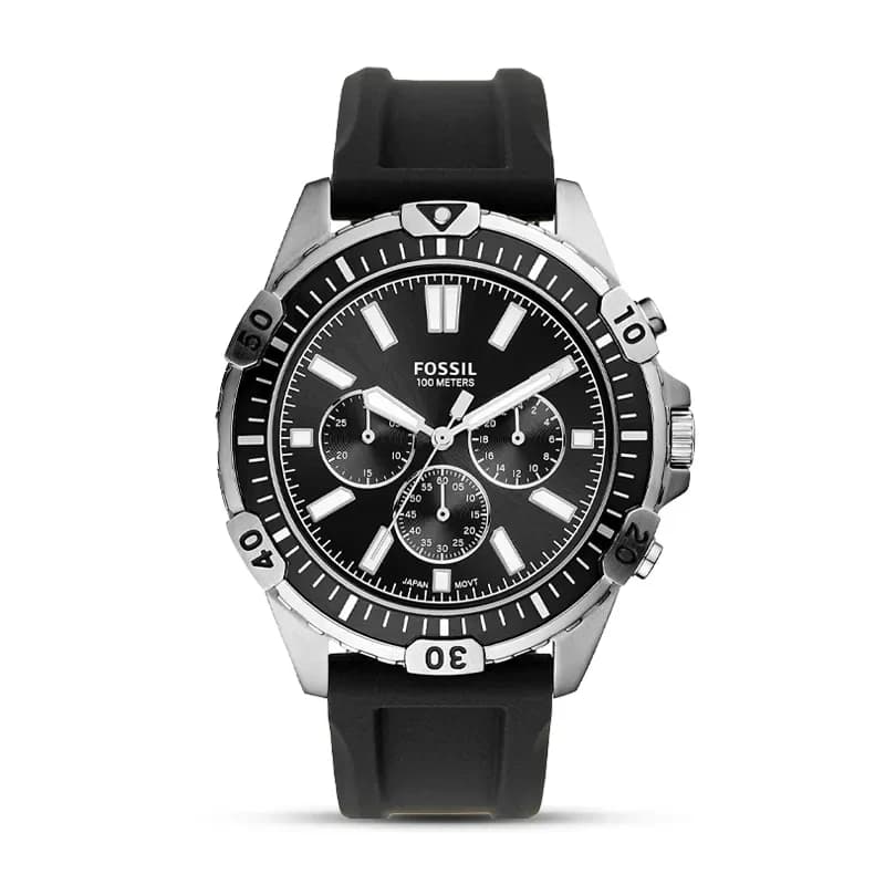 Fossil Garrett Chronograph Black Silicone Men's Watch | FS5624