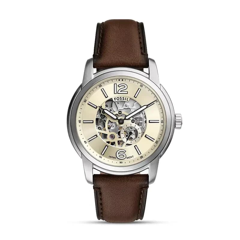 Fossil Heritage Automatic Cream Skeleton Dial Men's Watch | ME3264