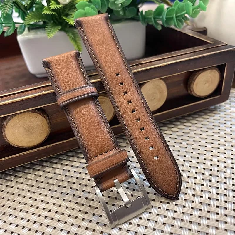 Fossil 22mm Genuine Leather Dark Brown Watch Strap