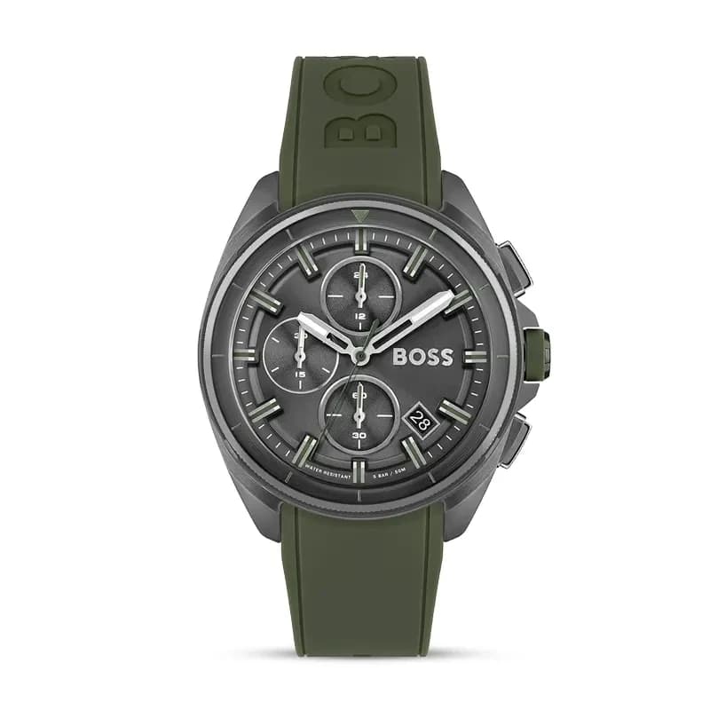 Hugo Boss Volane Chronograph Green Silicone Strap Men's Watch | 1513952