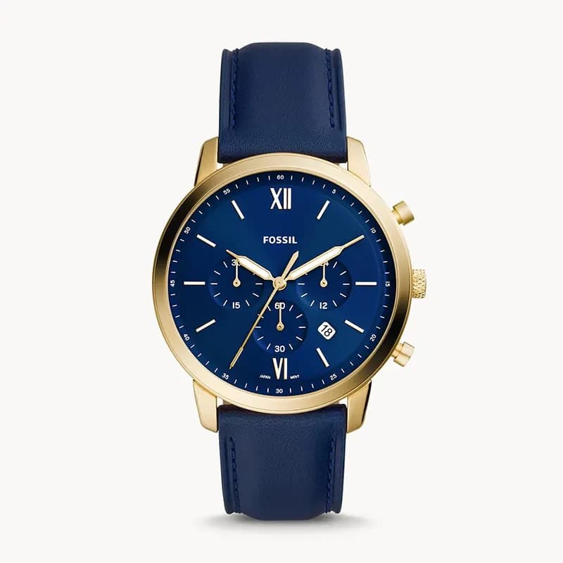 Fossil Neutra Chronograph Navy Blue Leather Men's Watch | FS5790