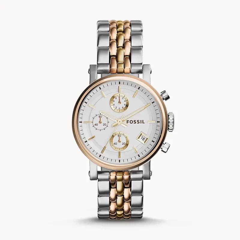 Fossil Boyfriend Tri- tone Ladies Watch | ES3840