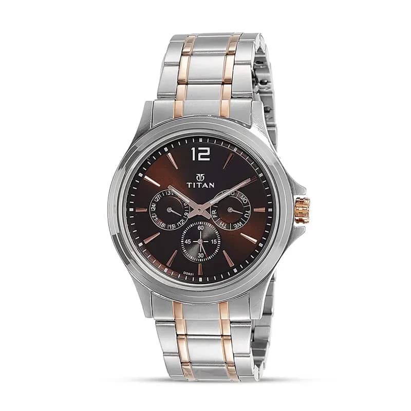 Titan 1698KM01 Workwear Multifunction Brown Dial Men's Watch